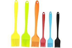 dancepandas Silikon Backpinsel Set 6PCS Hitzebeständig Silikon Grillpinsel Weich und Langlebiges Silikon Küchenpinsel Für BBQ Grill Kochen Backen – Orange, Schwarz, Gelb, Rot, Blau, Grün