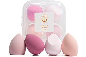 INFINITE GLOW Make up Sponge Set- 4 Pcs Variety Makeup Sponges for Foundation, Powder - Beauty Blenders for Face & Body- Make up Sponges - Makeup Sponges Pack with Case- 4 Pink Beauty Blenders