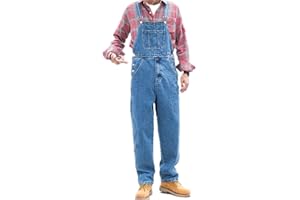 ENEN Peto Vaquero de Mono para Hombre, Denim Pantalón Bib Overgs con Bolsillos Mezclilla Jumpsuit Casual Pantalones Holgado con Pechera Peto de Trabajo