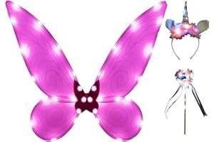 YEETEESY Feenflügel Leuchtende Schmetterlingsflügel Prinzessinnenflügel Damen Mädchen Flügel Kostüm Wings Cosplay für Weihnachts Geburtstags Party