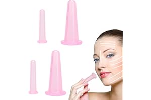 HIOSEYRE 4PCS Facial Cupping Set,Silicone Cupping Therapy Set Vacuum Cup Kit,facial cupping set for face, Natural Facial Massage Cup for Face, Body, Neck, Back, Eye Massage, Facial Care, Anti-Aging Beauty Tool