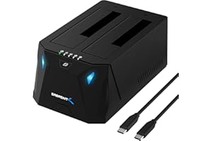 SABRENT Stacja dokująca do dysku twardego USB C SATA 2,5"/3,5", 2 kieszenie na dysk SSD/HDD na USB 3.2, zewnętrzna obudowa na dysk twardy, klonowanie offlinowe, UASP, kabel USB w zestawie, z