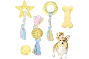 IUKUNNE 5pcs Jouet Interactif Chien avec Corde et Balle, Jouets Dentition pour Chiens avec Balles et Cordes en Coton, Jouet à Mâcher Jouet Interactif Chien