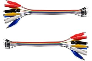 Oiyagai Clip de Cocodrilo 2 en 1 a Cable Dupont, 20 Pines 30cm Macho, Clip de Cocodrilo a Cable Jumper Macho - Kit de Cables de Prueba para Proyectos DIY de Arduino
