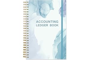 HEVEBOIK Accounting Ledger Book - A5 Ledger Book for Bookkeeping, Small Businesses & Personal Use, Expense Tracker Notebook for Tracking Money, Expenses, Deposits & Balance, 5.8" x 8.4", Watercolor Blue