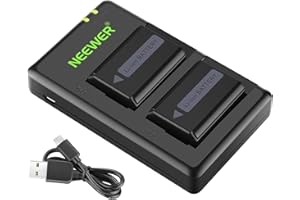 Neewer NP-FW50 Camera Battery Charger Set Compatible with Sony ZV-E10, A7, A7R, A7RII, A7II, A7SII, A7S, a3000, a5000, a6000, a6300, a6400, a6500, RX10 Series(2-Pack, Micro USB Port, 1100mAh)