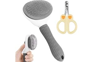 Moseem Cat/Dog Brush, Cat Grooming Brush for Shedding with Cat Nail Clipper, Cat Hair Brush with Cleaning Button, Cat Brush for Short/Long Haired Cats,Removes Loose Undercoat,Tangled Hair