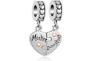 SBI Jewelry Mother Daughter Son Heart Dangle Charm for Bracelets Women Girls Mum Birthday Mother's Day