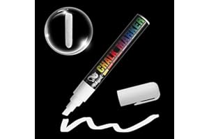 WISYOK 1pcs Feutres Pour Tableau Blanc, Marqueur Essuyable à Sec et Humide, Stylos à Craie Pour Verre, Marquer Pour Vitres, Marqueur Craie Double Pointe Pour Tableaux Blancs 6mm - Blanc