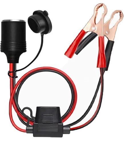 Presa accendisigari per auto 12V/24V per connettore a coccodrillo a coccodrillo a batteria con cavo di ricarica fusibile da 3 pezzi