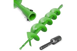 ZENIX Gartenbohrer Erdbohrer für Bohrer 100mm×800mm mit Sicherungsbolzen & Adapter,Mit normaler Bohrmaschine nutzbar, Erdbohrer für Pfahlbohrer Brunnenbohrer Aushubarbeiten, Zaunbau und Garten
