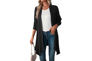 Famulily Women's Soft Long Sleeve Waterfall Cardigans UK Draped Lightweight Open Front Cardigan Dusters Coat