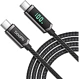SOOPII Cavo USB C, (1.2m Nero) Nylon Intrecciato Cavo USB C a USB C, 100W PD Cavo di ricarica rapida Type-C con display a LED