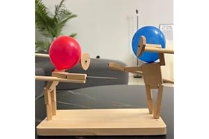 Neckip Balloon Bamboo Man Battle - 2024 New Handmade Wooden Fencing Puppets, Wooden Bots Battle Game for 2 Players, Fast-Paced Balloon Fight, Whack a Balloon Party Games - Fun and Exciting