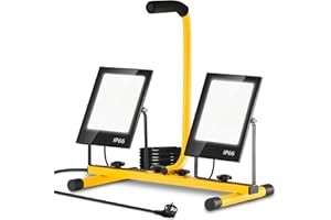 papasbox Foco LED de 100 W con enchufe, foco LED para obras, 6500 K, luz blanca fría, 10000 lm, resistente al agua, IP66, lámpara de trabajo para taller de construcción