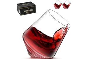 FAHIMEH Vasos Whisky Cristal Juego de 2, Vasos de Ron Personalizadas con Caja de Regalo, Vasos Vermut Giratorio de 300 Ml, Regalos Originales para Hombre para Degustar Cocktail Brandy Coñac Borbon