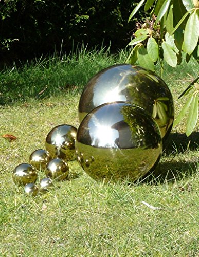 3 Stück Dekokugel in Gold je ca. Ø 10 cm Edelstahl Kugel Rosenkugel Weihnachten Deko - 3