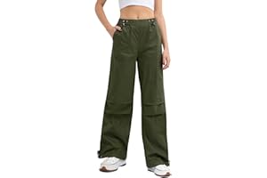 LACOFIA Pantaloni Cargo Donna con Tasche Multiple Elasticizzati Vita Pantaloni Lavoro Utility Comodi in Cotone S~2XL