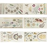 Temporäre Tattoos 12 Premium Blätter Metallic Flash – 150 + schimmern Designs in Gold, Silber, schwarz – Fake-Schmuck-Tätowierungen – Armbänder, Federn, Handgelenk und Arm, Augen, Pfau, Datura, Elefant, Schmetterling etc - 3