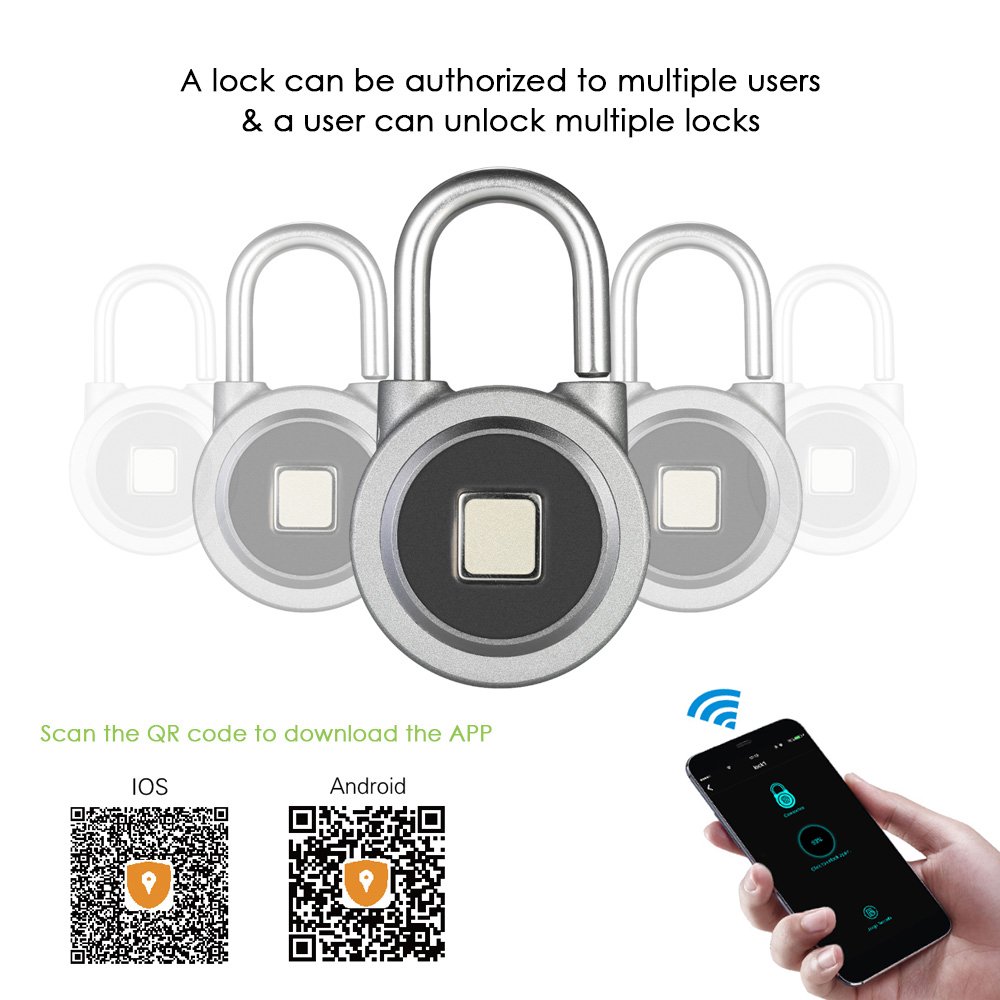 Decdeal BT Fingerprint Smart Lock APP Impermeabile/Impronta Digitale Sblocco Antifurto Porta Lucchetto Serratura Bagagli… - immagine 7