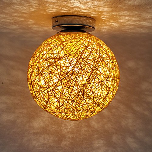 Preisvergleich Produktbild SDKKY Rattan ball Deckenleuchte (18cm) , Gelb