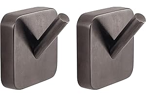 Gedy TONGA Colgador toalla baño 2 Piezas, Acero inoxidable, Gun Metal, 4,7 x 3,1 x 4,9, Adhesivo