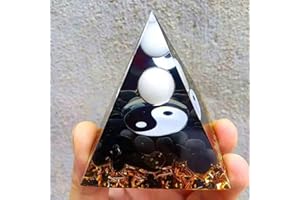 ycyingcheng Pyramid Ogan Crystal Energy Tower Nature Reiki Chakra Crushed Stone, Negative Energy Remover Blessing Home Office Feng Shui Tai Chi Ornaments, Healing Crystal, 6cm