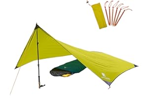ALPIN LOACKER Wingtarp 500 - Il telone ultraleggero impermeabile, come tenda da sole, parapioggia o tenda per campeggio e attività all'aperto, solo 480 g, giallo