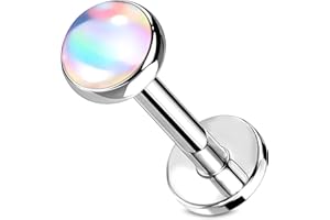Stachelkleid Labret Piercing Opal Chirurgenstahl 316l 1,2mm Größe Ohrstecker Helix Tragus Nasenpiercing Universalpiercing Lippenpiercing Innengewinde Farben 6/ 8mm Lang