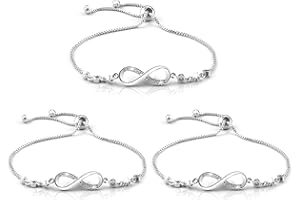 Yangfei 3 Pieces Infinity Bracelet, Adjustable Women Bracelets Silvery Friendship Bracelets Endless Bracelet Jewellery Gifts for Women Girls