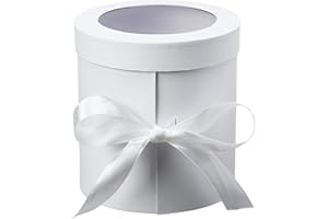 Oasis WHITE FLOWER GIFT HAT SPLIT BOX ROUND LINED MOTHERS DAY EASTER