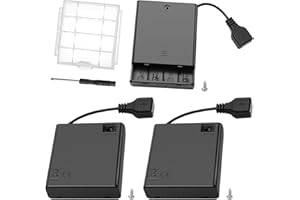 KUOQIY 3 Sztuk 4 AA Uchwyty na Baterie z Gniazdem Żeńskim USB, 4x 1.5V AA 6V Obudowa na Baterie z Włącznikiem/Wyłącznikiem i Pokrywą, ze Śrubą