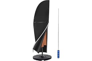 Callni Housse de Protection pour Parasol avec Tige, de 2 à 3 m, Imperméable, Anti-UV, Robuste en Tissu Oxford 420D Housses pour Parasols de Jardin avec Fermeture éclair (280) 81 * 30 * 46, Noir
