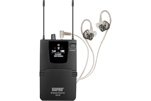 SGPRO Kabelloses IEM-System – Metallsender, ausziehbarer Bodypack-Empfänger mit Kopfhörern, 85 einstellbare Frequenzen, 79,9 m Betrieb für Bands, Studio & Events (SG-40B)