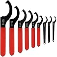 FVIEXE 9PCS Coilover Wrench Adjustable Spanner Wrench Set, Hook Wrenches Tools Set C Spanner Wrench Motorcycle Shock Spanner for Most Coil Over Coilover System and Shock Adjustment