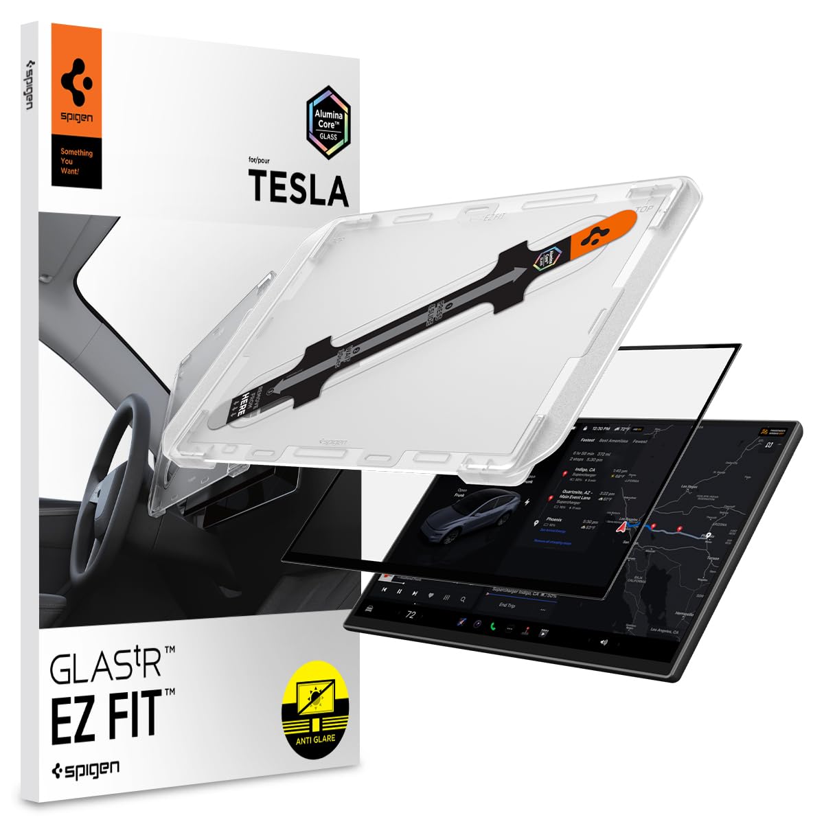 Spigen EZ Fit Screenprotector [1 Stuk] voor Tesla Model Y L (2026) 16" | Model Y Standard/Performance/Premium (2026) 16", Mat, Anti-vingerafdruk, 10H+ gehard glas