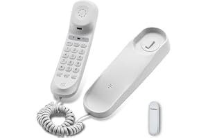 RUOVXWU Corded House Phones Landline, Wall Mountable Landline Telephone Last Number Redial,Pause,Flash,Dial Pad on Base unit Desk Home Phone landline Phone with Large Buttons for The Home,Office,Hotel(White)