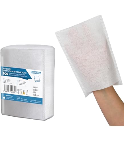 Gants De Toilette Jetables En Molton Abena - Lot De 100 - 16x23 Cm - Doux Et Absorbant