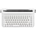 DAUB Typewriter Keyboard, Retro 86 Keys Bluetooth Wireless Keyboard Compatible with PC, Laptops, Phones, Tablets, Windows, Android, IOS, Aesthetic Typing Machine with Integrated Stand (White)