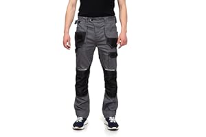 DINOZAVR Flex Pantalones de Trabajo elásticos Estilo Cargo para Hombre - Resistentes, con Bolsillos multifuncionales para Rodilleras y Franjas Reflectantes