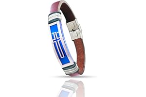 Only faith Pulsera de Cuero para Hombre ajustable acero inoxidable Brazalete regalo para hombre