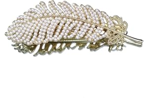 yangzerang Pearl Feather Hair Clips Feather Hairgrips Bride Wedding Hair Clips Ponytail Holder Clip Spring Clip Hair Accessories for Women and Girls