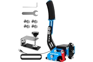 EASYHOMIE Upgraded Freno de Mano USB con Base Fija y Accesorios para PS4/PS5 Logitech G29 & PC Logitech G27 / G29 / T300 FANATEC, Profesional, Adaptable y Ajustable