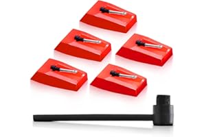DHFUCNKO Red Record Player Needles, Durable Ruby Stylus Needle, Record Player Needle Replacement, Universal Turntable Stylus, Diamond Stylus Turntable Needle for 1byone Jensen LP Phonograph Vinyl