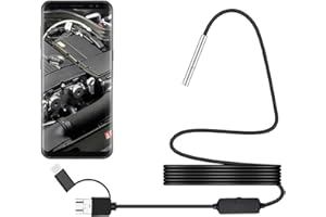 WALFRONT 3 in 1 Endoskop, Endoskop Wasserdichte Schlangenkamera Typ C USB Endoskop für Android Handy 3.9mm Objektiv Wasserdichte Endoskop Inspektion, 1280x720 Video Inspektionskamera(1M)