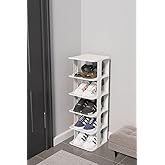 Modern 5 Katlı Ayakkabılık, Portatif Ayakkabı Rafı, Kolay Kurulum, 76x24.5x27.5 cm, 6 Raf ve Destek Par&ccedil;aları ile (BEYAZ)