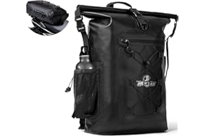 ‎GRAPELET Grapelet Motorrad Rucksack，Wasserdicht Motorrad Rucksack 40L，Motorradrucksäcke für Herren，Rolltop Rucksack mit abnehmbaren Schultergurten PVC500D schwarz Dry Bag mit Seitentasche