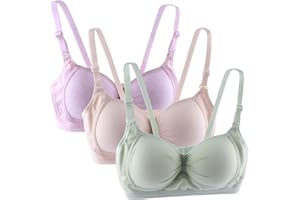 Anntry Sujetador Deportivo de algodón para niña Adolescente con Correa Ajustable Desmontable Bralette de Entrenamiento Paquete de 3