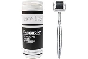 ‎INCELLICE Derma Roller, INCELLICE Dermaroller 1,0 mm, Bartroller mit 192 Echte Nadeln, Scalp Derma Roller für Gesicht und Körper, Professionelle Microneedle Roller für Hautpflege Frauen und Männer