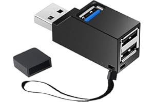 iJiZuo Concentrador USB 3.0, 3-Puertos (2 USB 2.0 + USB 3.0), Mini Adaptador Divisor USB de Alta Velocidad Portátil de 3 Puertos Transferencia de Concentrador Portátil para PC y Computadora